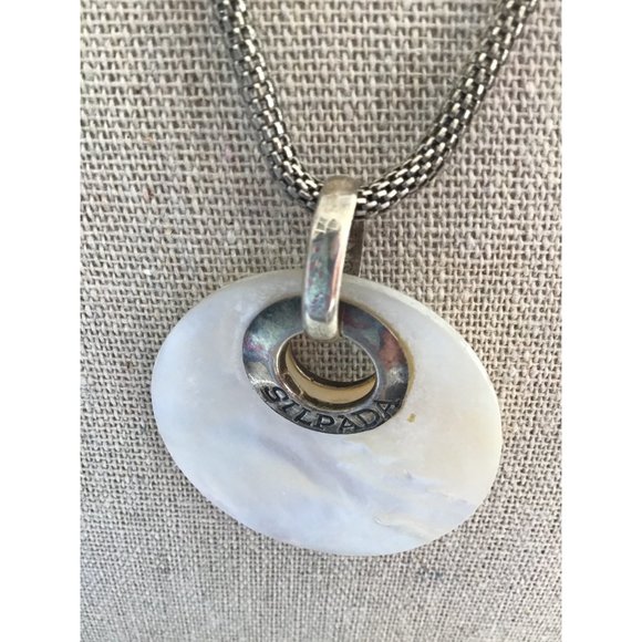 Silpada Sterling Silver Mother-of-Pearl Pendant With Silver-tone Necklace - Picture 2 of 4